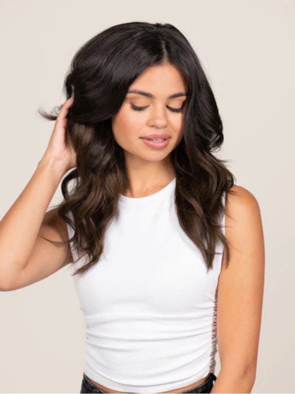 Halo Couture #3 Brown 22” layered halo extensions